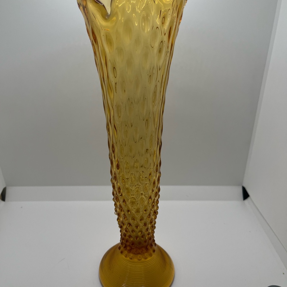 Fenton Amber Hobnail Swung Glass Vase